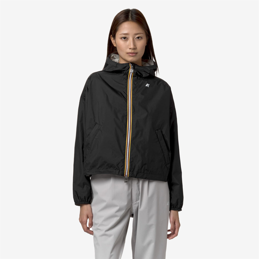Beige black Women's Reversible Waterproof Short Jacket 01