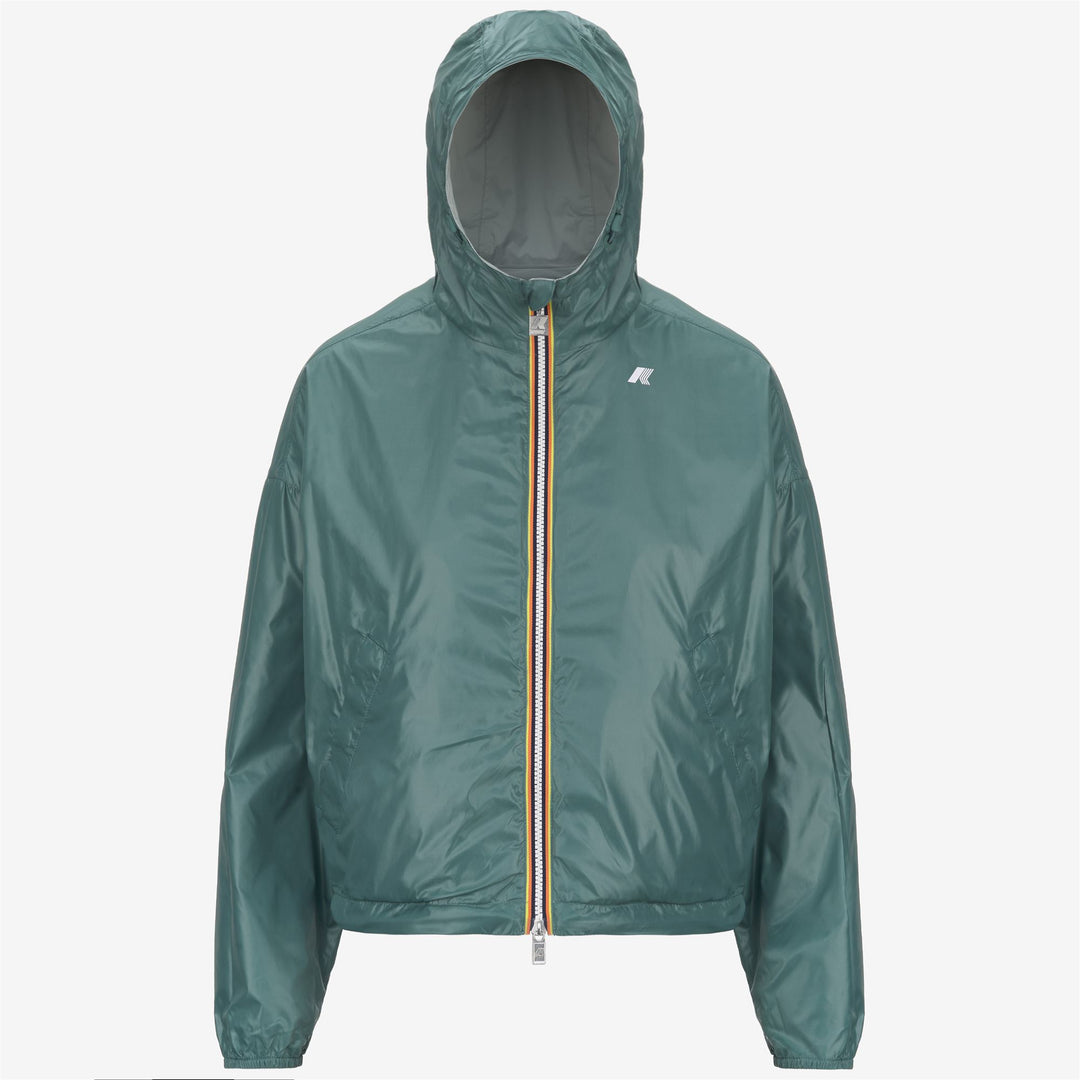 Chaqueta corta impermeable reversible verde gris para mujer main