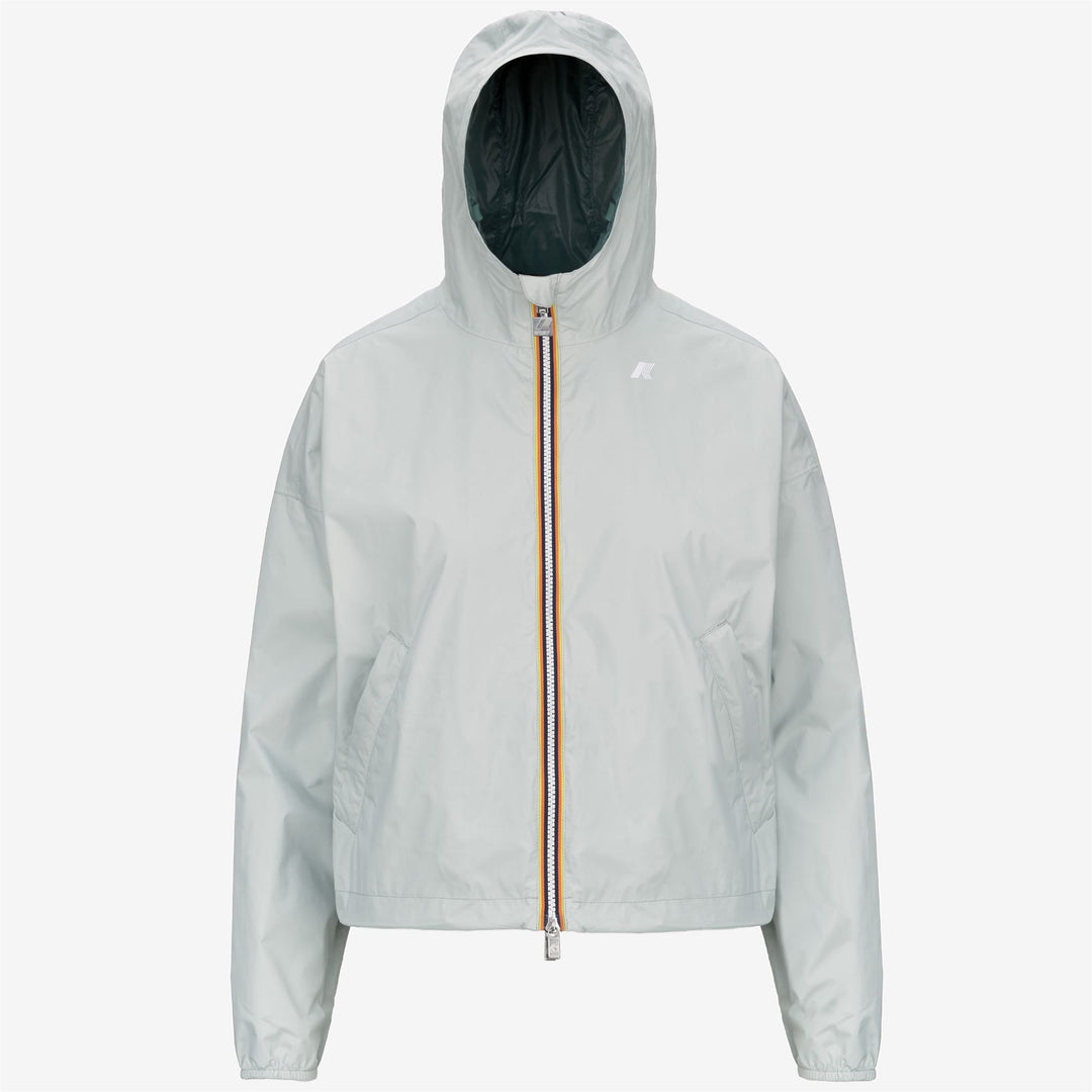 Chaqueta corta impermeable reversible verde gris para mujer main