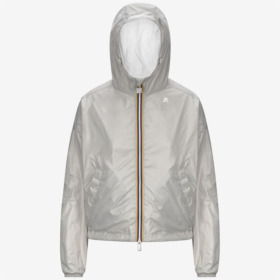 Chaqueta corta impermeable reversible blanca y beige para mujer main