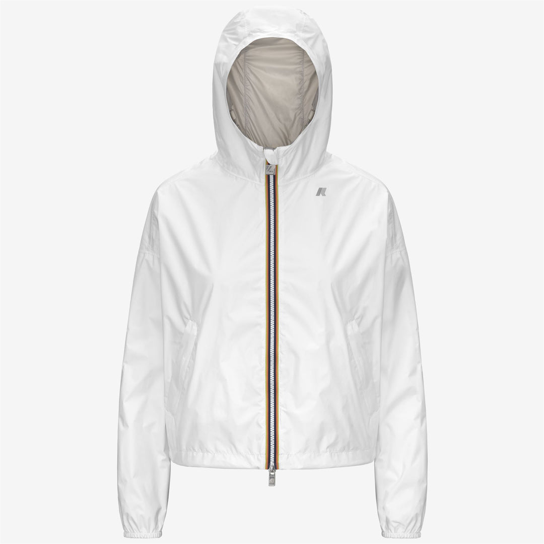 Chaqueta corta impermeable reversible blanca y beige para mujer main