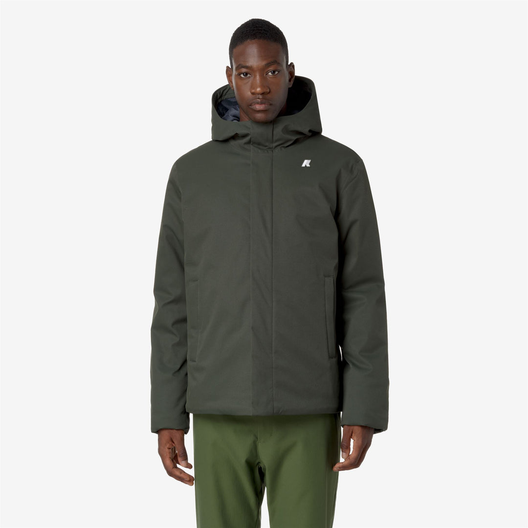 Grey Green Men's Water-Resistant Short Jacket with PrimaLoft Insulation 01