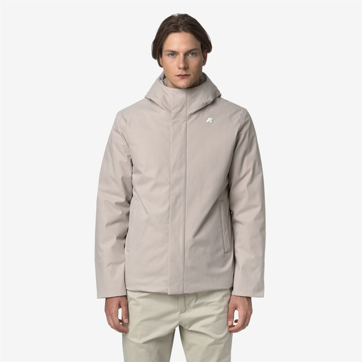 Chaqueta corta impermeable beige para hombre con aislamiento PrimaLoft 3
