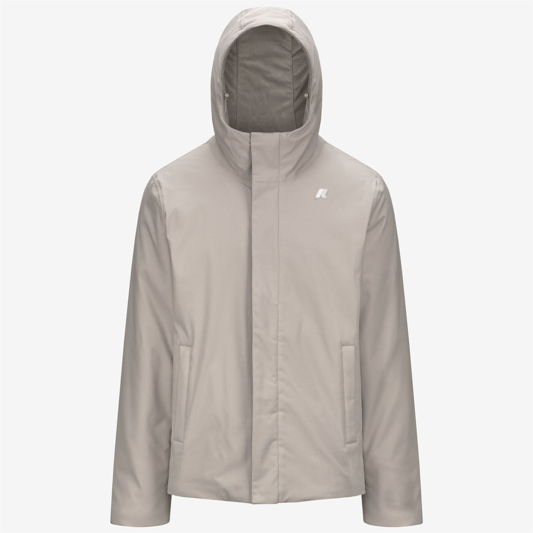 Chaqueta corta impermeable beige para hombre con aislamiento PrimaLoft 01