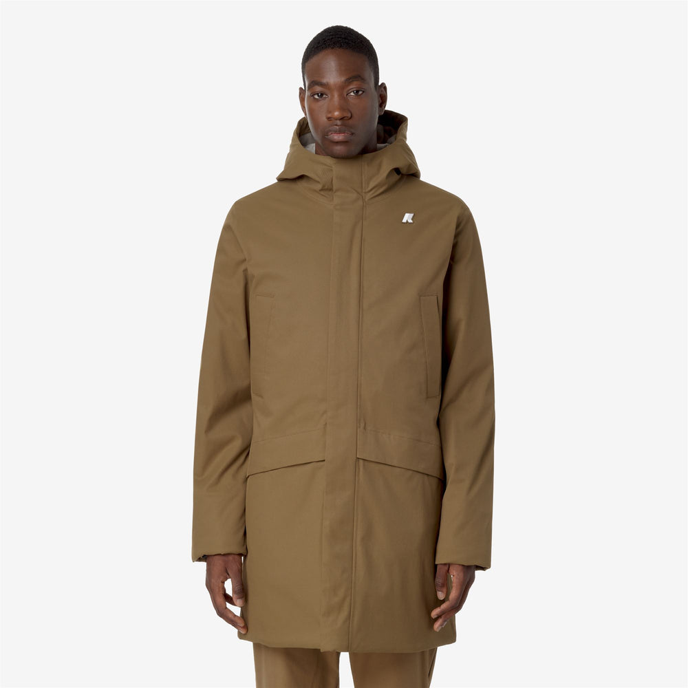 Brown Green Men's Water-Resistant Short Jacket with PrimaLoft Insulation 02