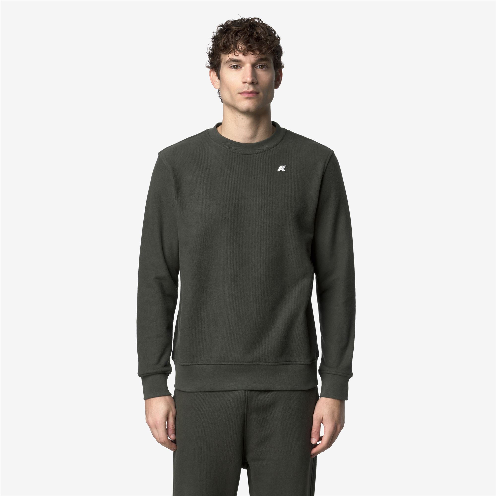 Fleece_MAN_BAPTISTE HEAVY FLEECE_Jumper_GREEN BLACKISH - Commercial 4