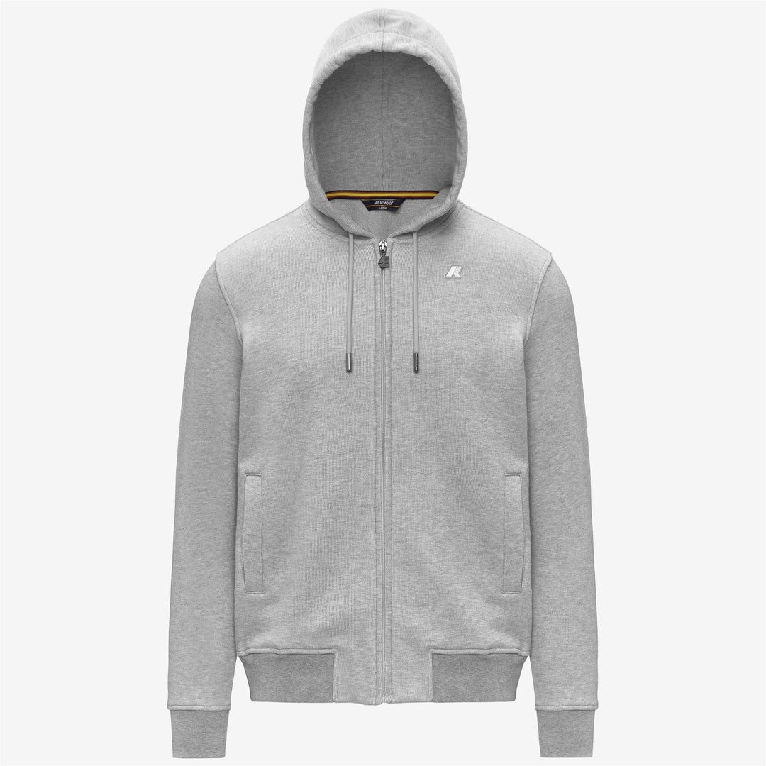 Grey Men's Fleece Jacket with Hood and Pockets 01