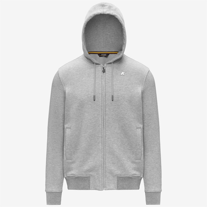 Grey Men's Fleece Jacket with Hood and Pockets 1