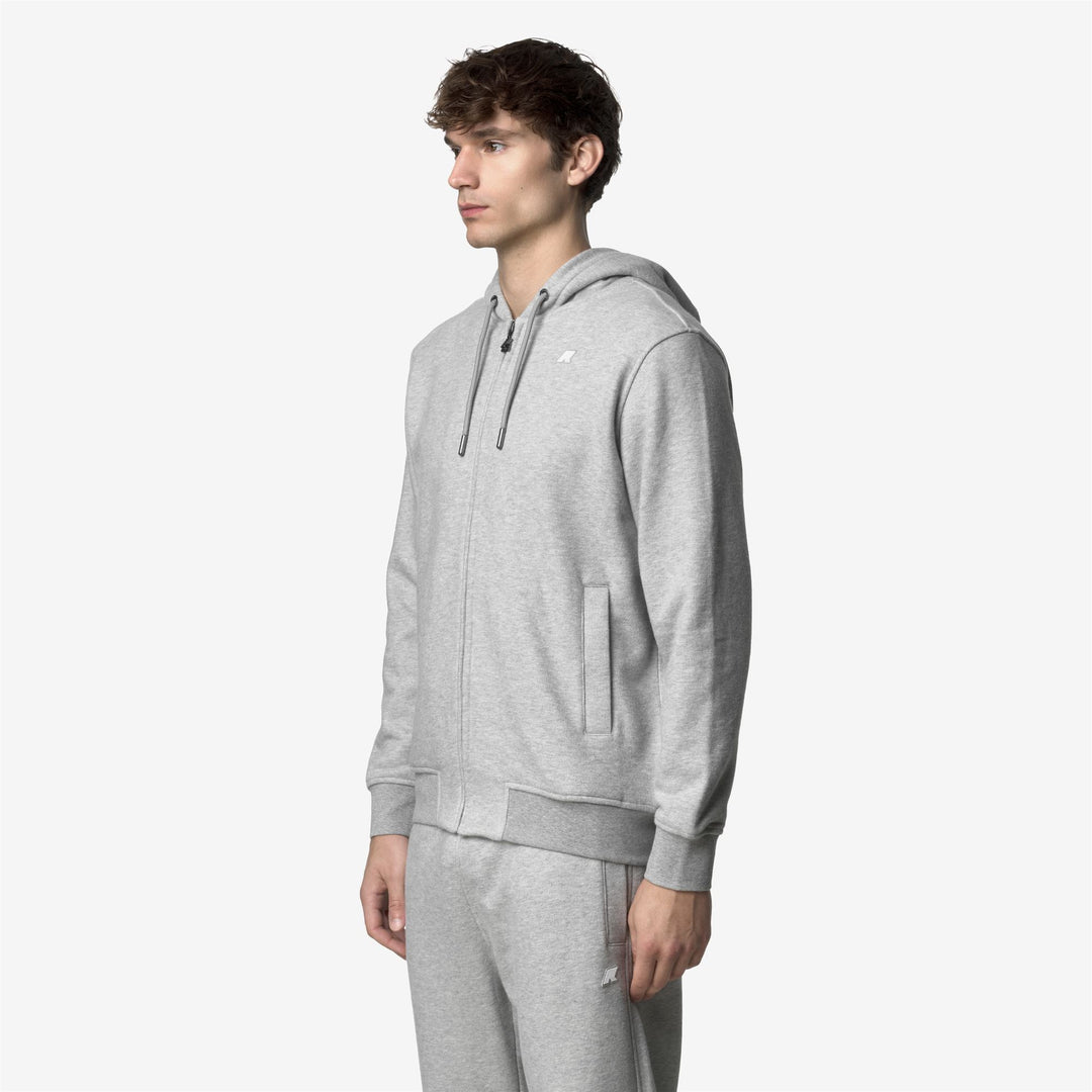 Grey Men's Fleece Jacket with Hood and Pockets main