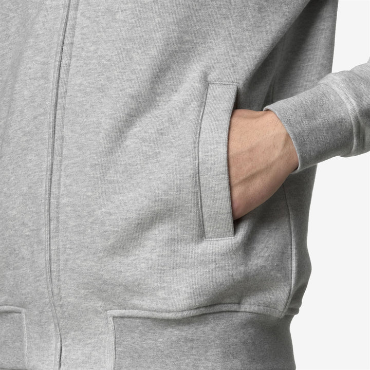 Grey Men's Fleece Jacket with Hood and Pockets 2
