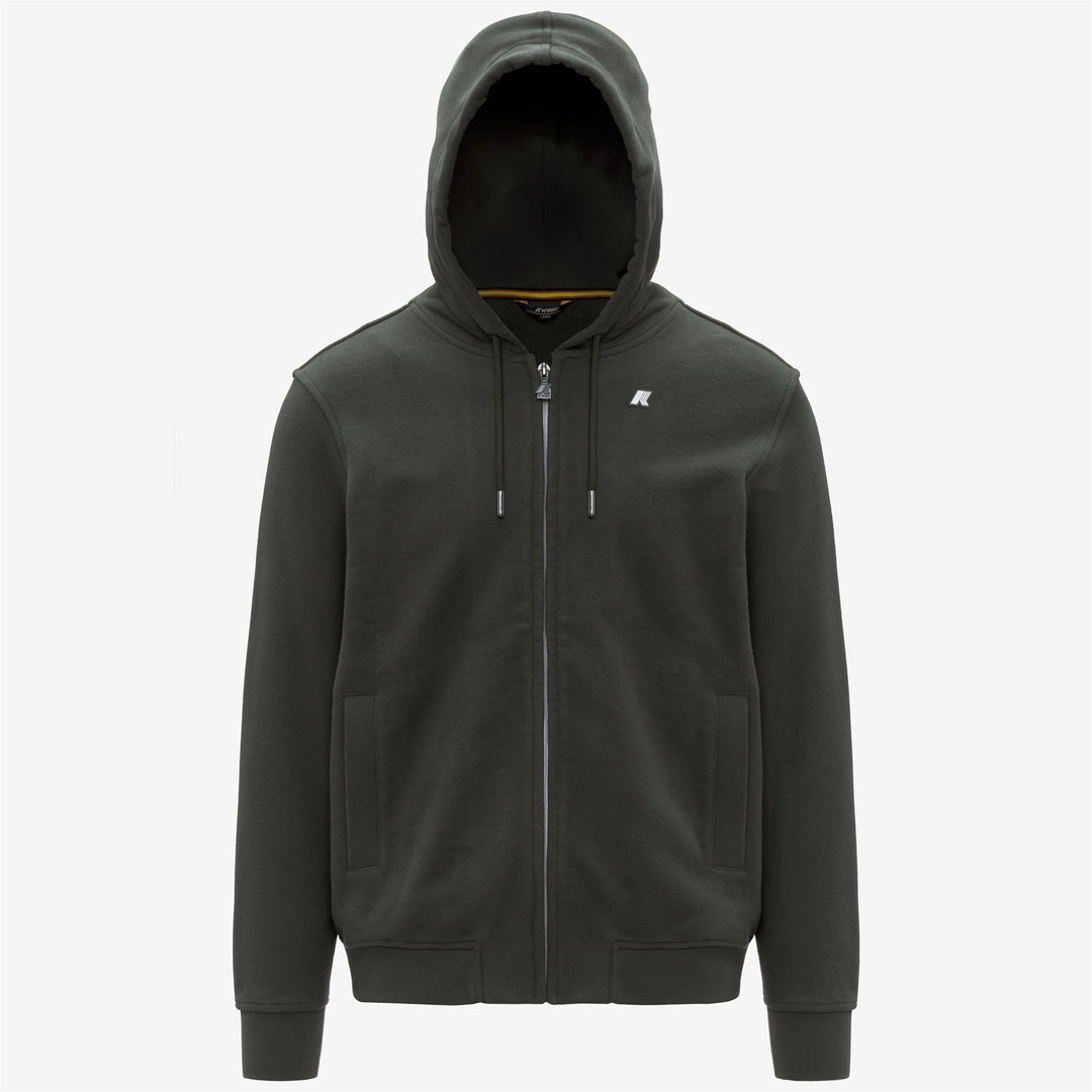 Dark green Men's Fleece Jacket with Adjustable Hood 01