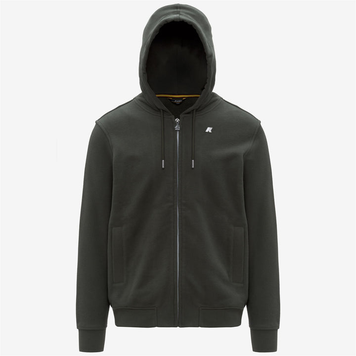 Dark green Men's Fleece Jacket with Adjustable Hood 1