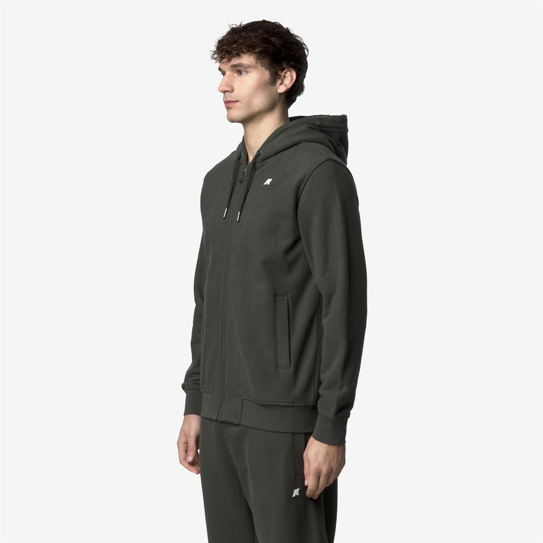 Dark green Men's Fleece Jacket with Adjustable Hood main