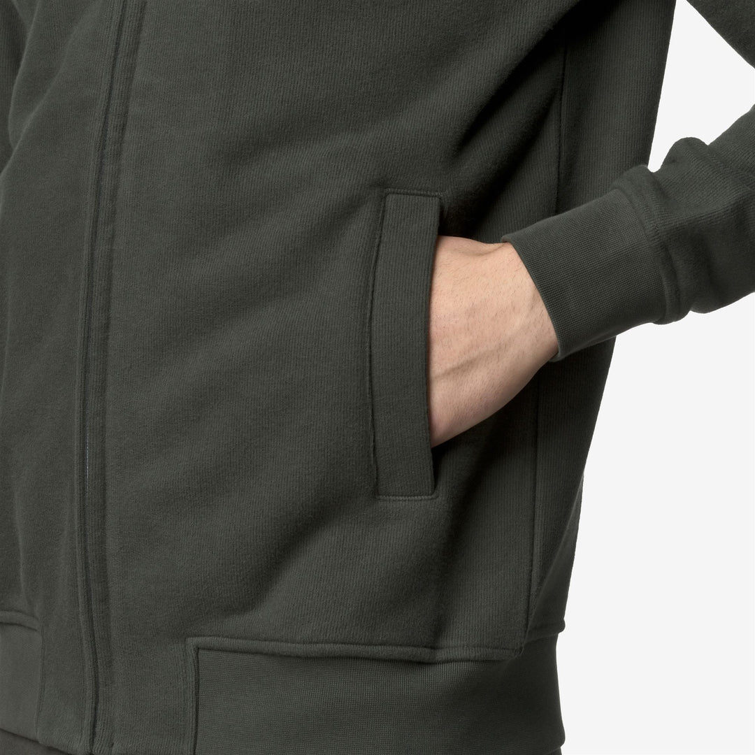 Dark green Men's Fleece Jacket with Adjustable Hood main
