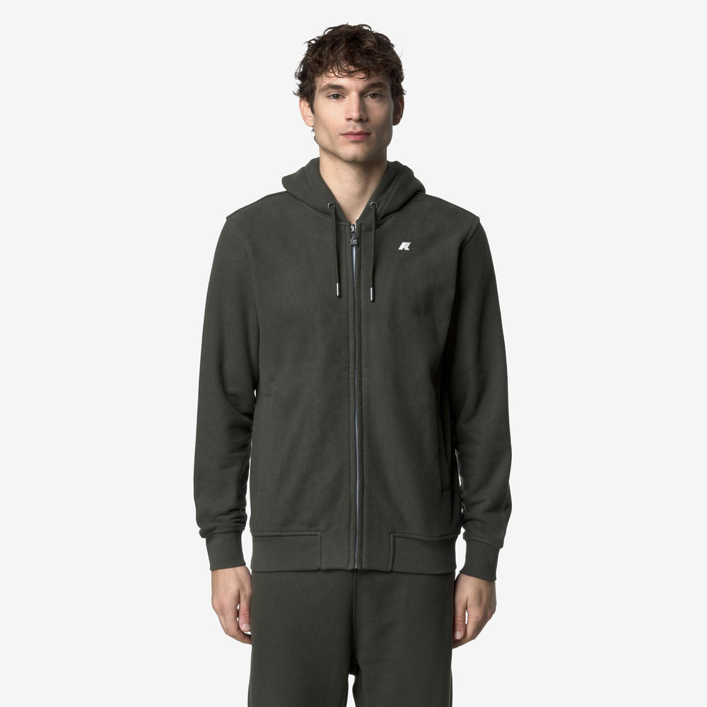 Dark green Men's Fleece Jacket with Adjustable Hood 02