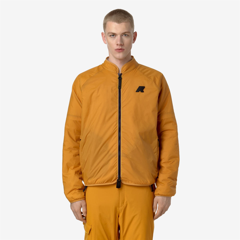 Chaqueta de esquí reversible de forro polar gris y amarillo para hombre 02