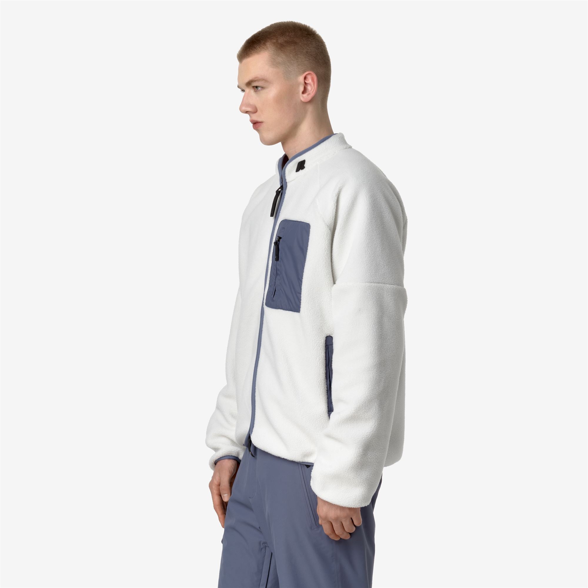 Fleece Man BESSANS Jacket WHITE G - GREY BLUE AVIO