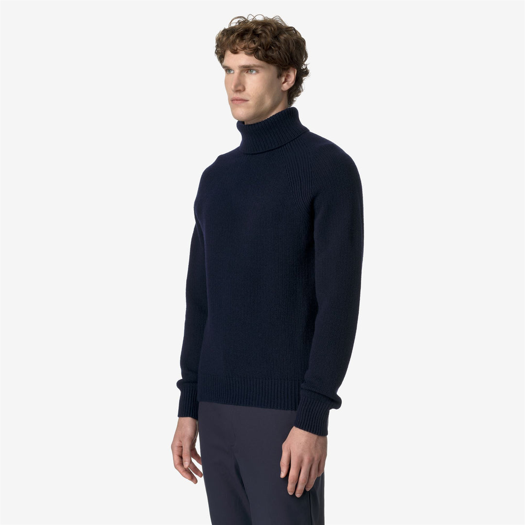 Maglione a Collo Alto Uomo in Lana Merino Blu Scuro main