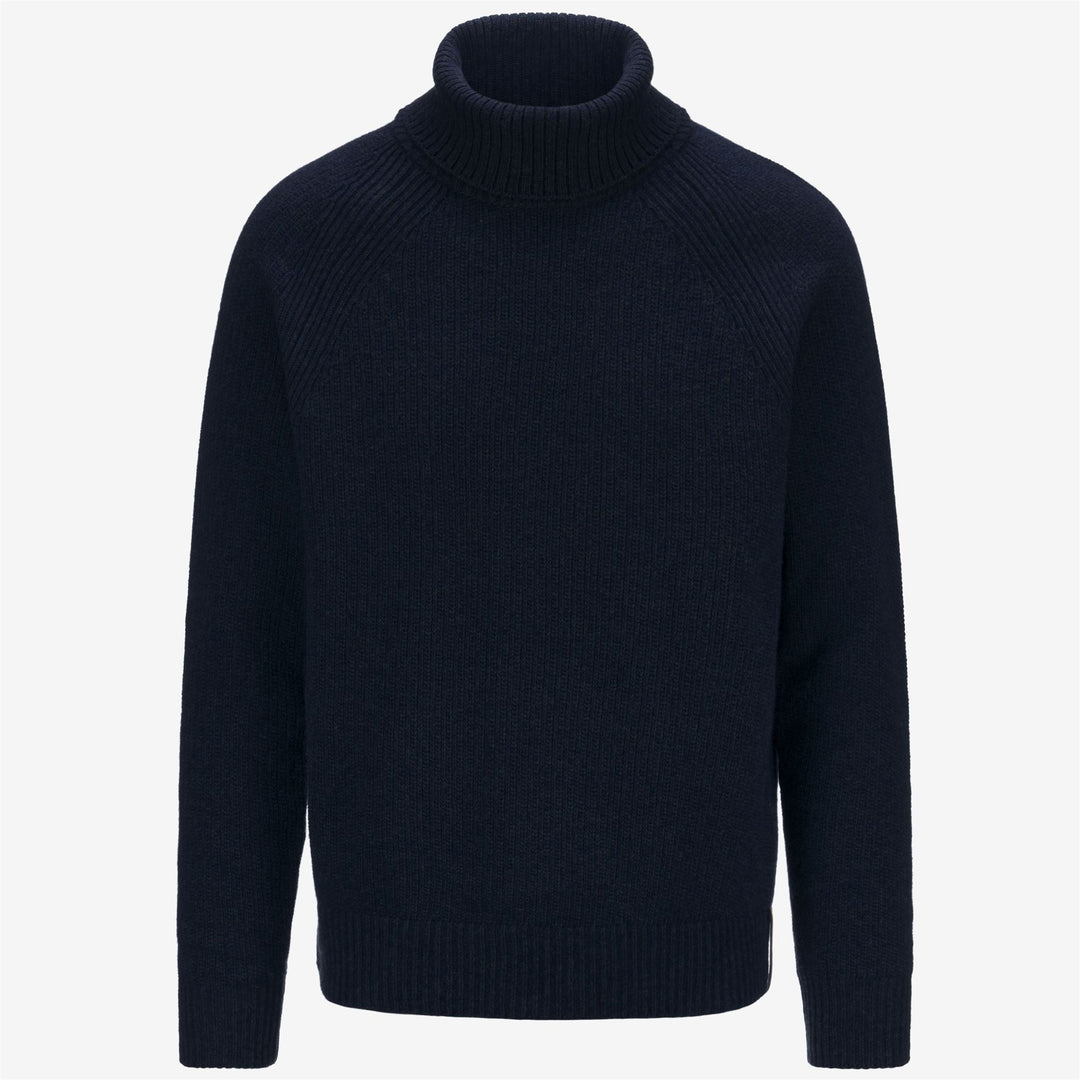 Maglione a Collo Alto Uomo in Lana Merino Blu Scuro 01