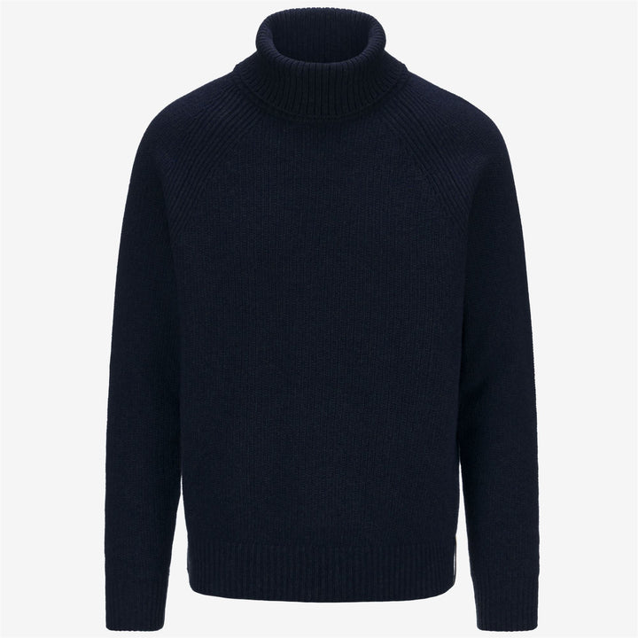 Maglione a Collo Alto Uomo in Lana Merino Blu Scuro 1