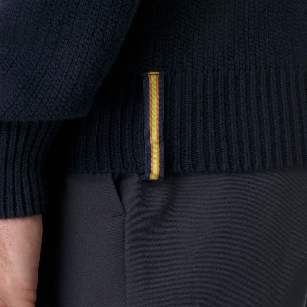 Maglione a Collo Alto Uomo in Lana Merino Blu Scuro 02