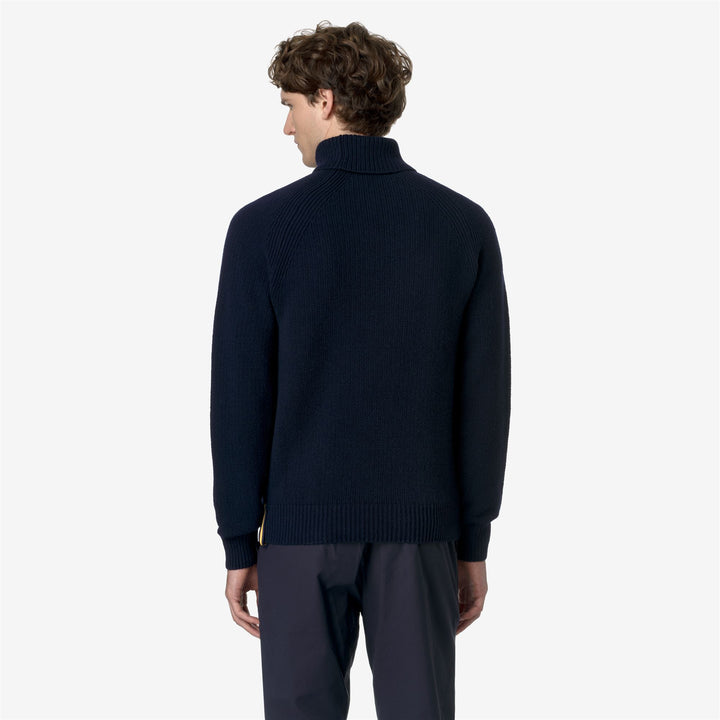 Maglione a Collo Alto Uomo in Lana Merino Blu Scuro 5