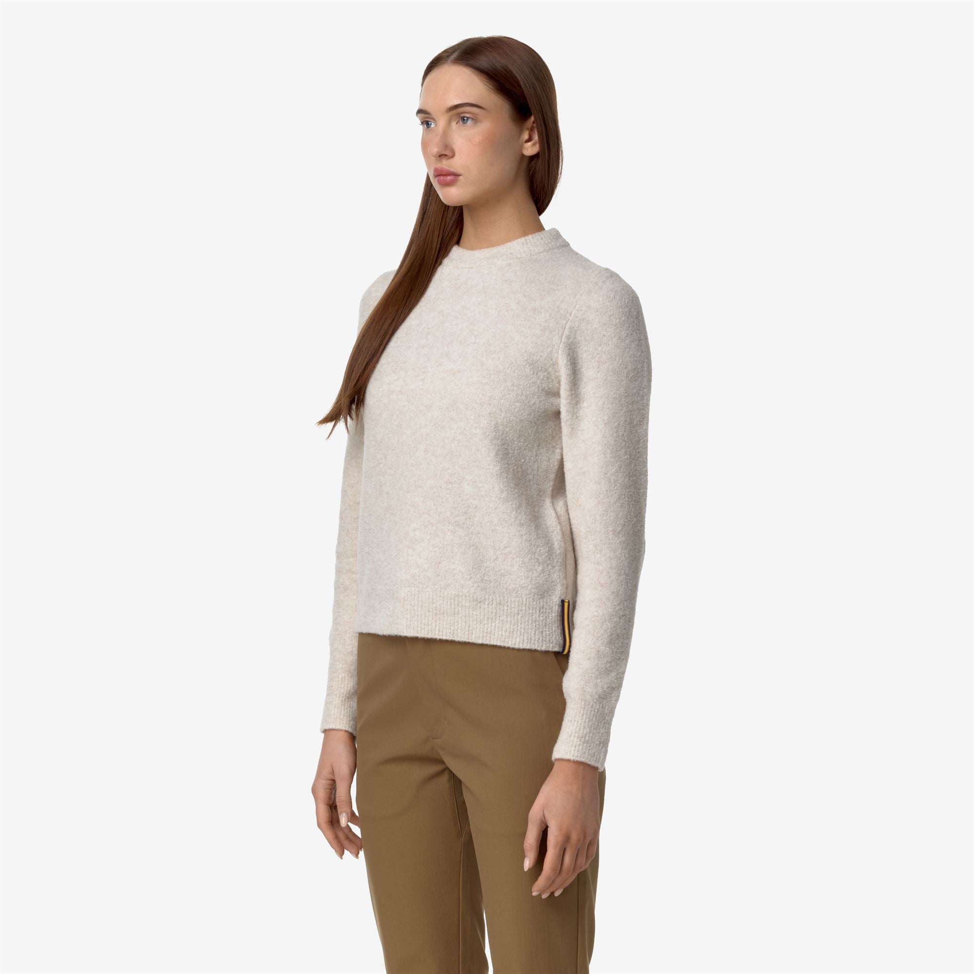 Knitwear_WOMAN_CLARISSE WOOL MERINO BOUCLE_Pull Over_Beige  Moonbeam - Commercial 5