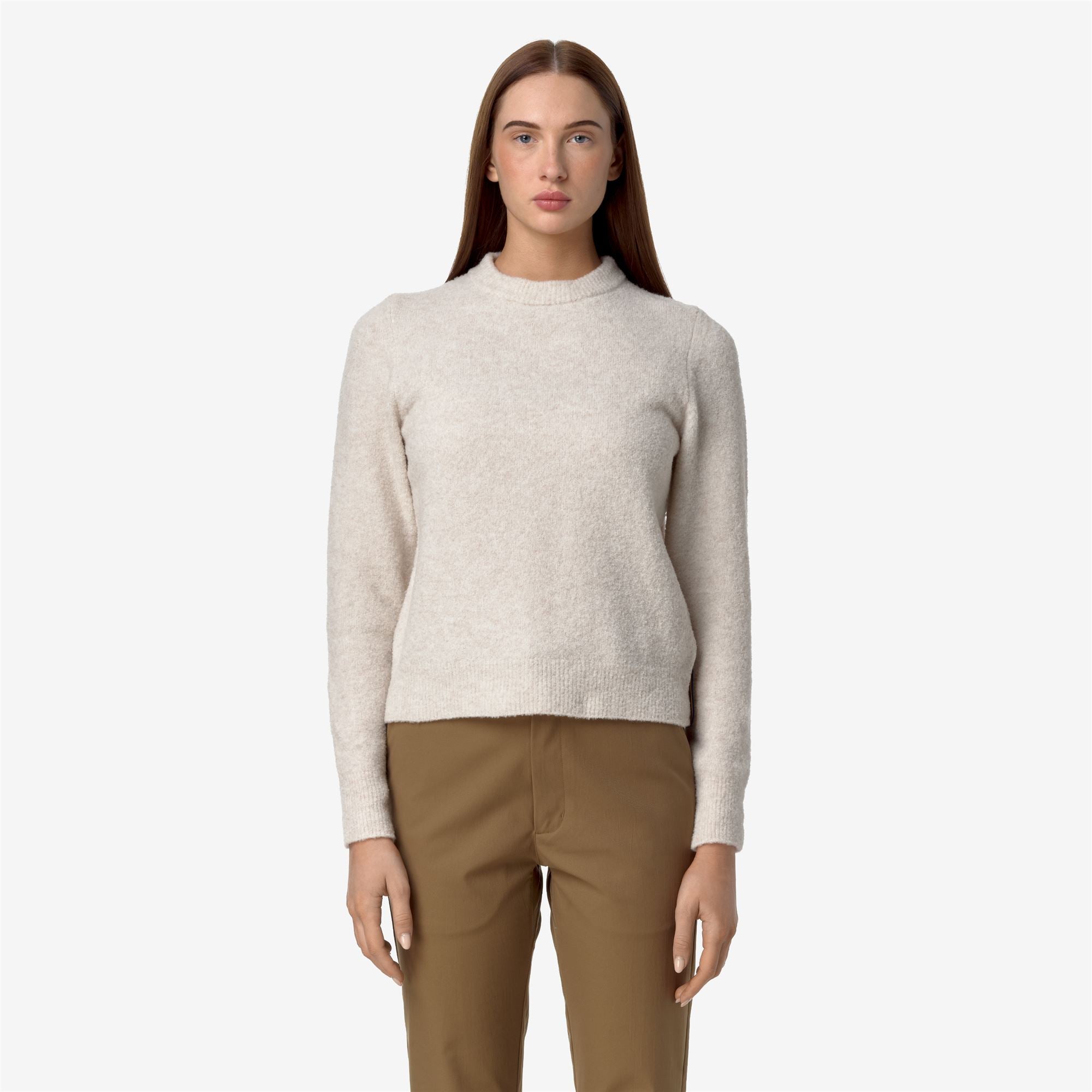 Knitwear_WOMAN_CLARISSE WOOL MERINO BOUCLE_Pull Over_Beige  Moonbeam - Commercial 4