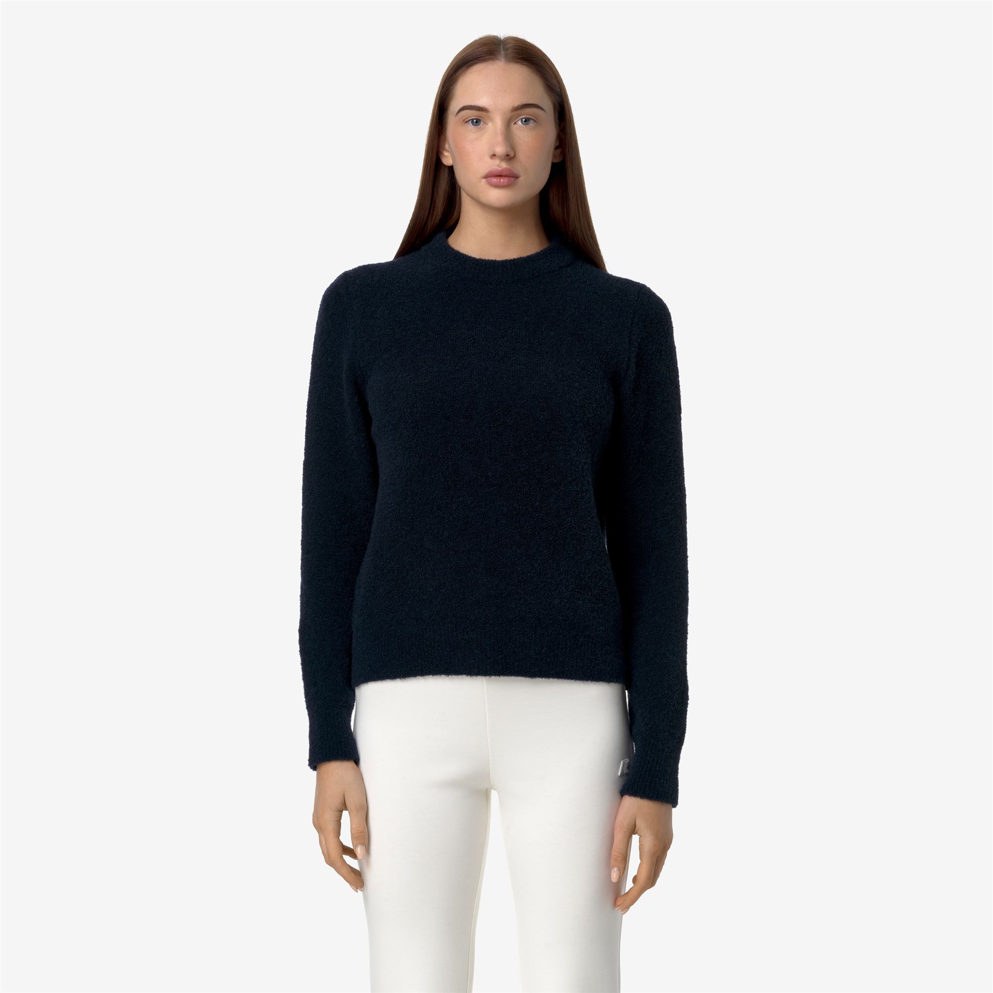 Knitwear_WOMAN_CLARISSE WOOL MERINO BOUCLE_Pull Over_Blue Depth - Commercial 4
