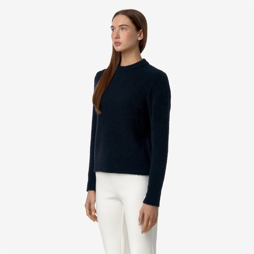 Knitwear_WOMAN_CLARISSE WOOL MERINO BOUCLE_Pull Over_Blue Depth - Commercial 5