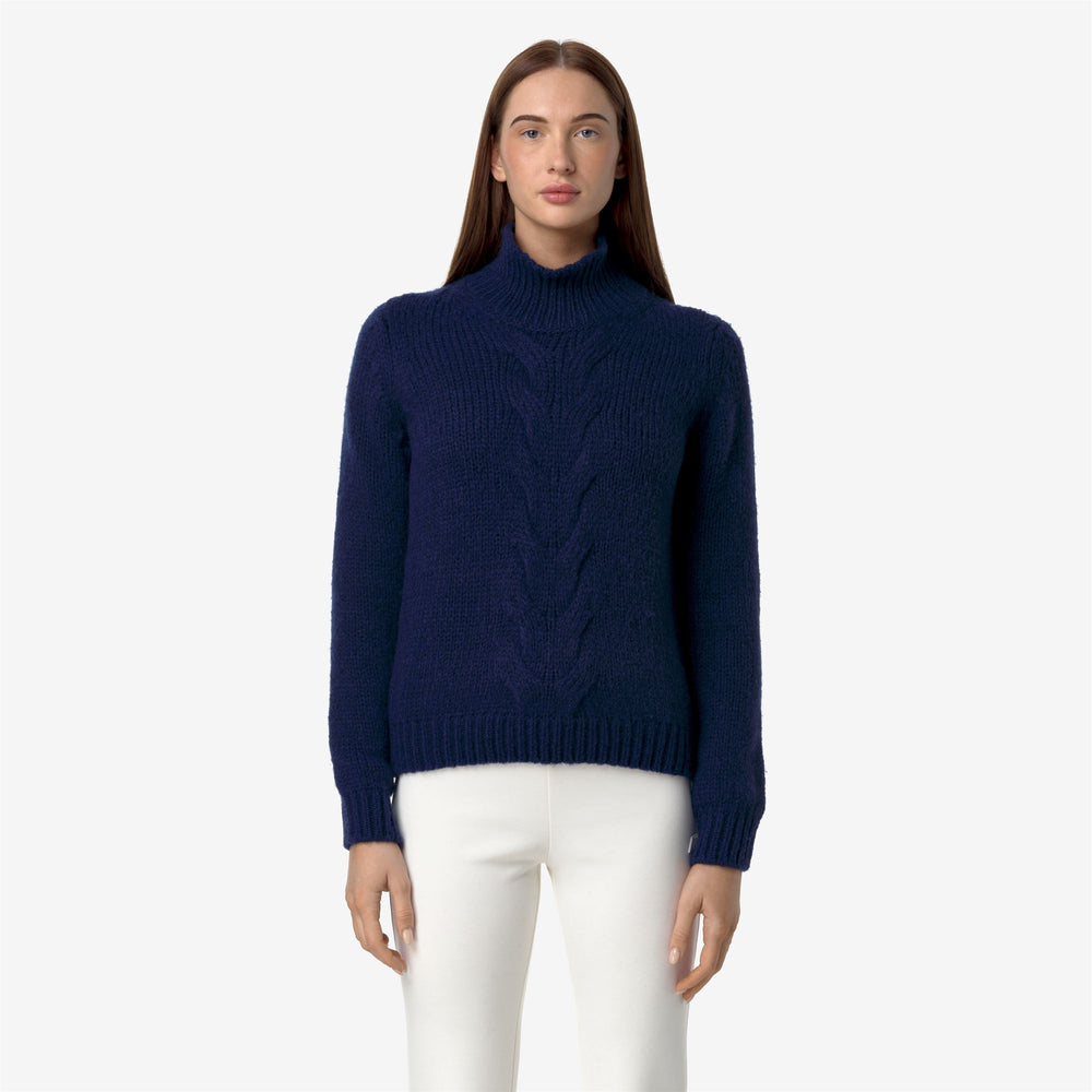 Maglione Pullover Donna in Merino Lana Comodo Blu Crepuscolo 02