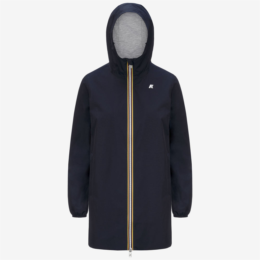 Chaqueta azul impermeable de mujer de longitud media y elástica main