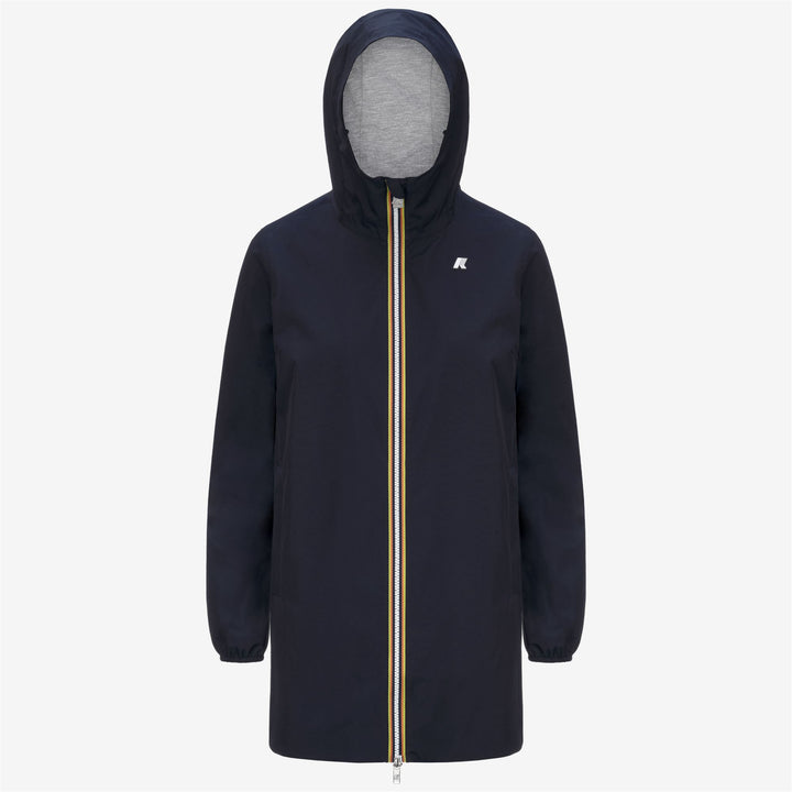 Chaqueta azul impermeable de mujer de longitud media y elástica 5