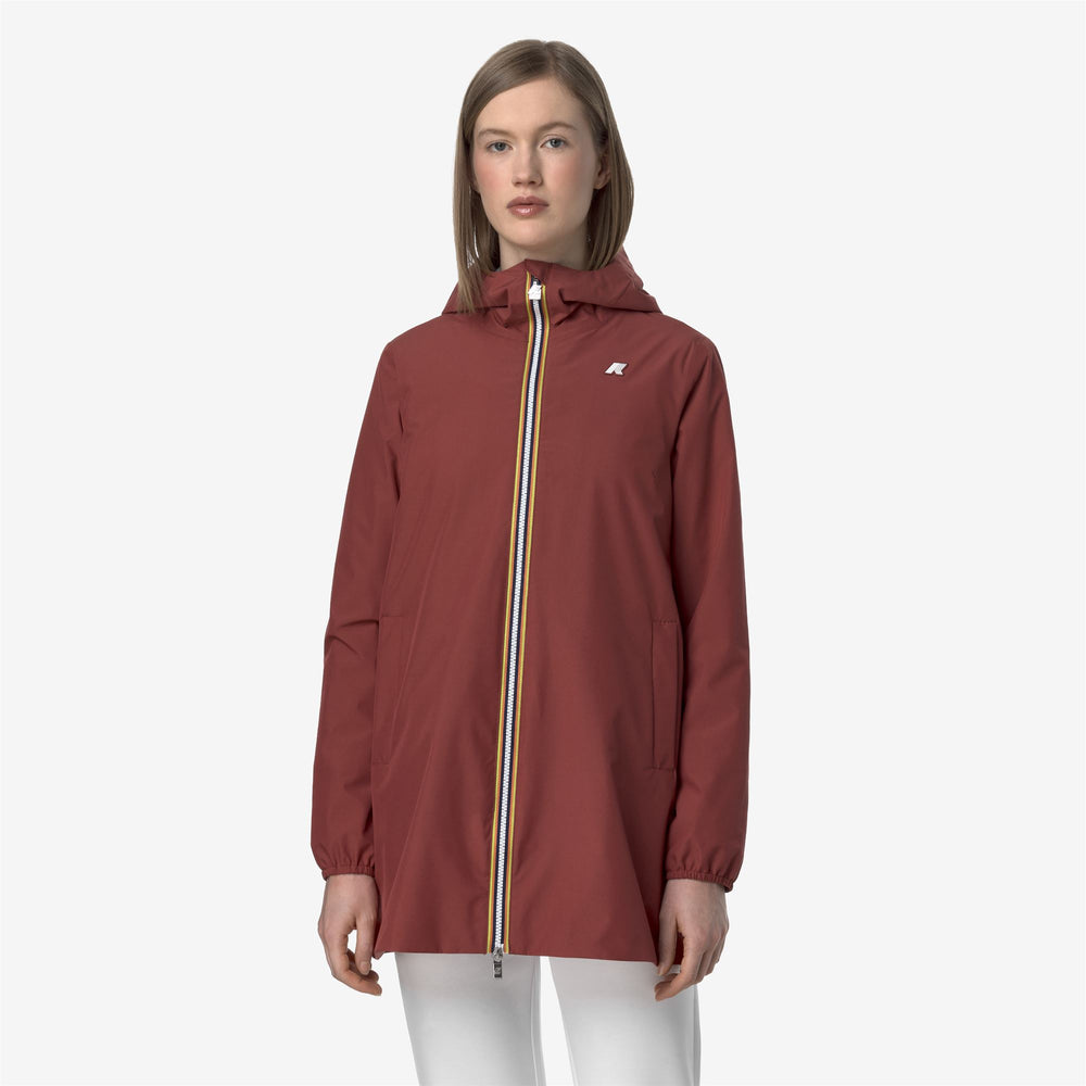 Red brown Women's Waterproof Mid-Length Jacket with Stretch Fabric 02