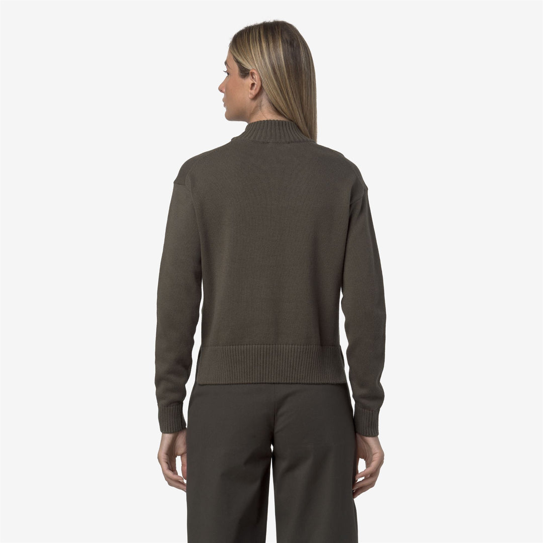 Suéter verde de mezcla de cachemira con cuello alto para mujer main