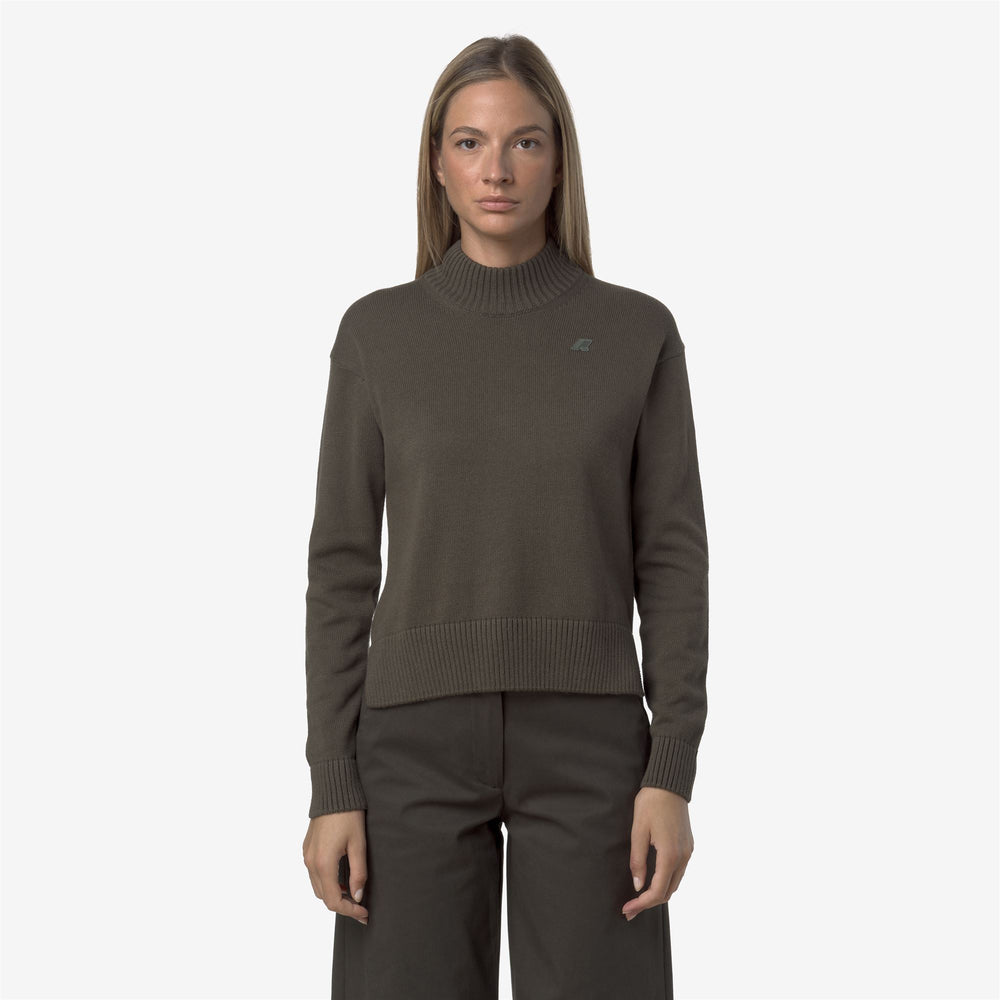 Green Women's Cashmere Blend Sweater with High Collar 02