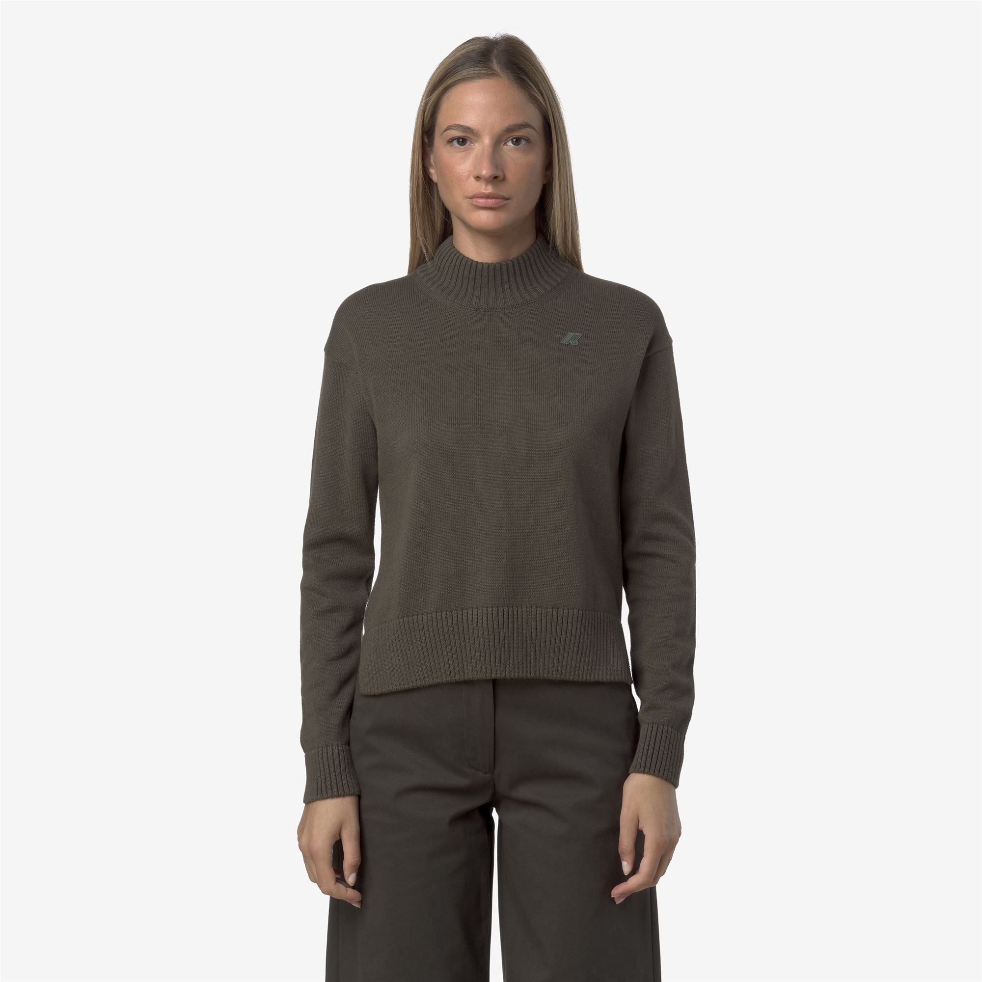 Knitwear_WOMAN_AGATA COTTON CASHMERE_Pull Over_GREEN BLACKISH - Commercial 4