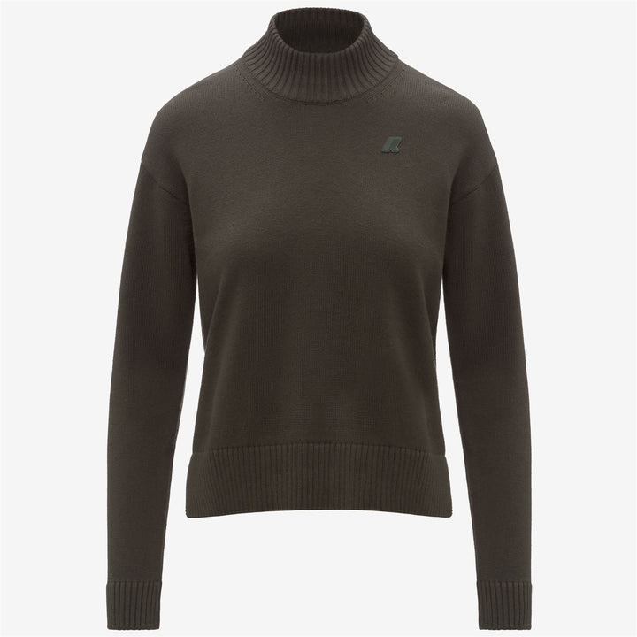 Suéter verde de mezcla de cachemira con cuello alto para mujer 1