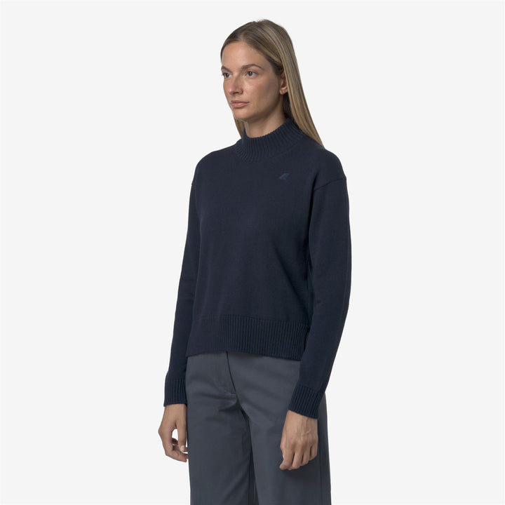Blue Women's Cashmere Cotton Knit Pullover Sweater 4