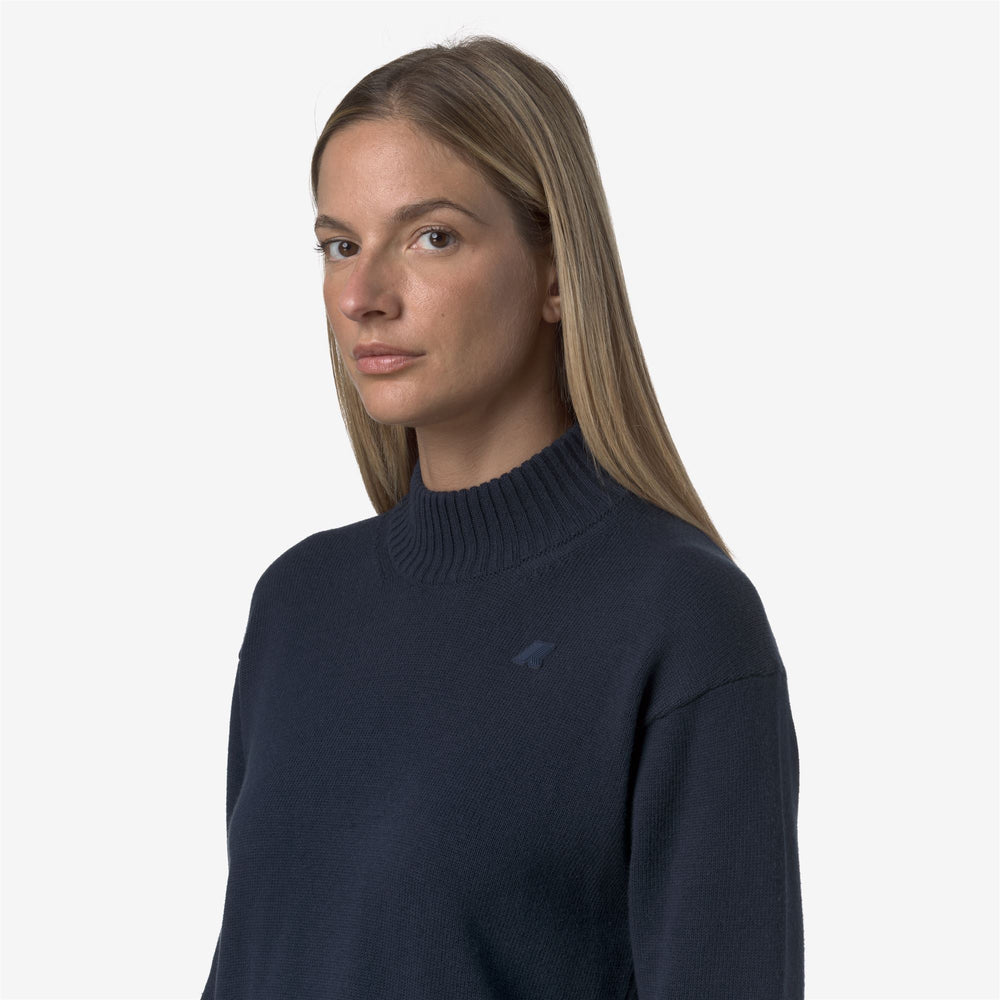 Blue Women's Cashmere Cotton Knit Pullover Sweater 02