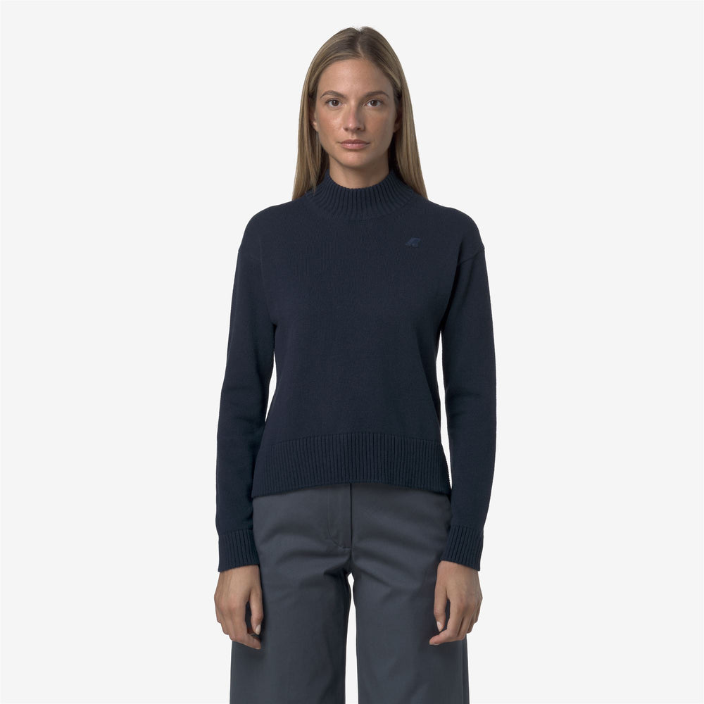 Blue Women's Cashmere Cotton Knit Pullover Sweater 02