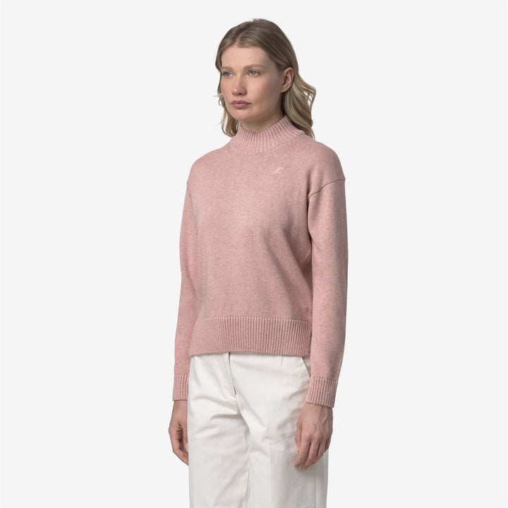 Maglione pullover in maglia di cashmere e cotone rosa antico da donna 4