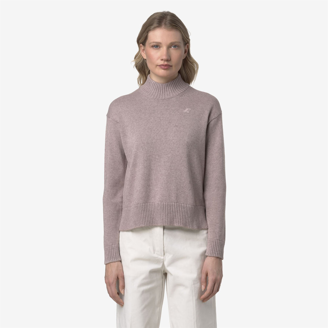 Suéter de algodón y cachemira marrón para mujer con cuello alto main