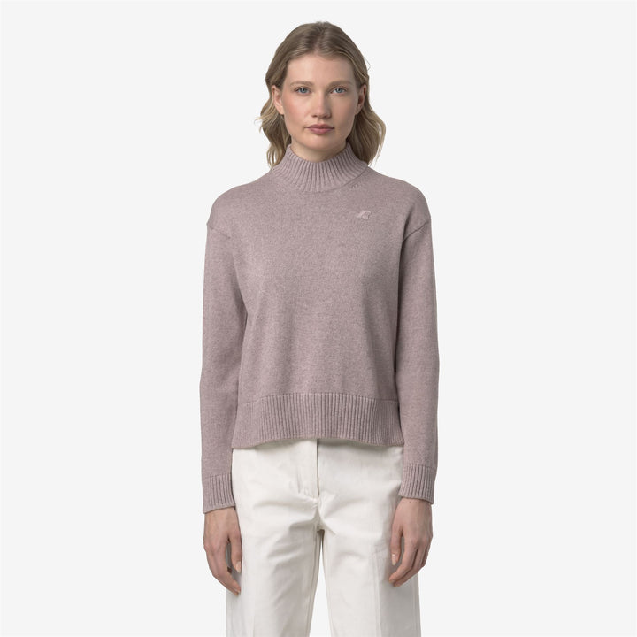 Suéter de algodón y cachemira marrón para mujer con cuello alto 3