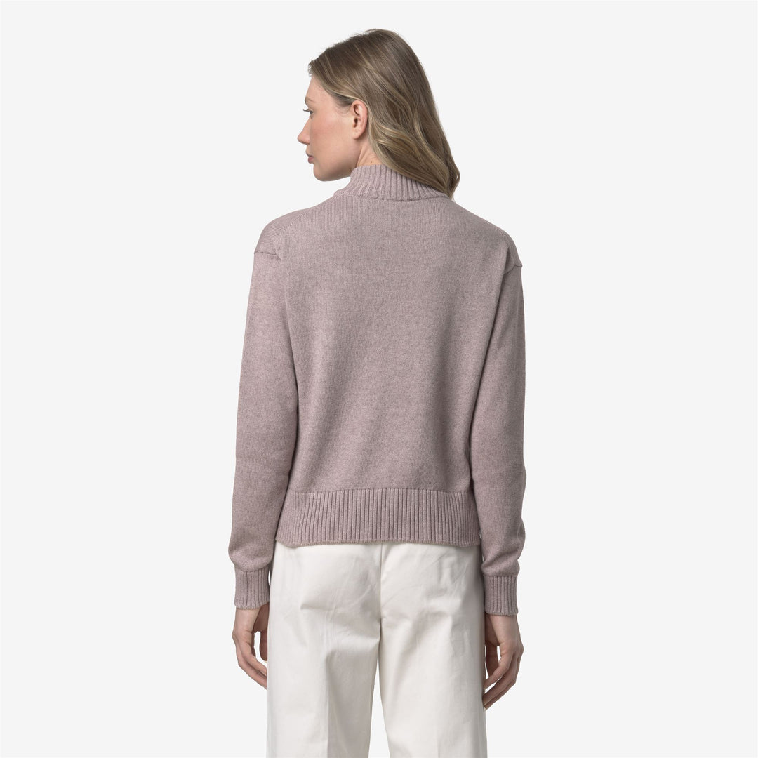 Suéter de algodón y cachemira marrón para mujer con cuello alto main