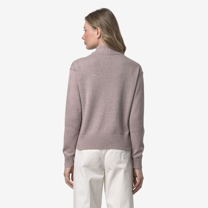 Suéter de algodón y cachemira marrón para mujer con cuello alto 5