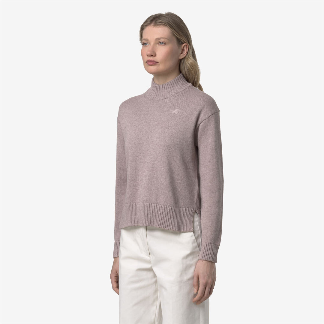 Suéter de algodón y cachemira marrón para mujer con cuello alto main