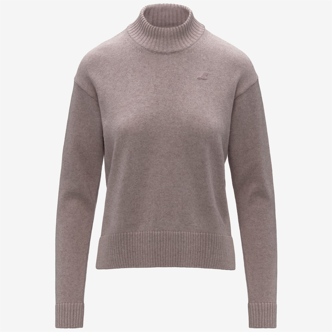Brown women's Cashmere Cotton Pullover Sweater with High Collar 01