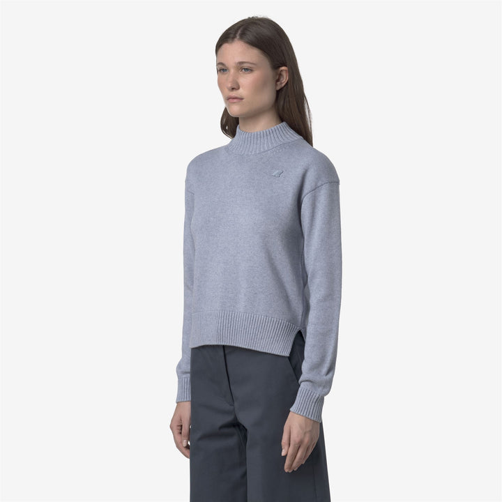 Maglione pullover in misto cashmere blu azzurro da donna 4