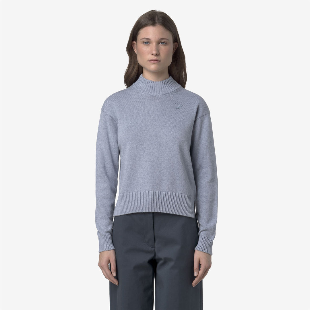 Maglione pullover in misto cashmere blu azzurro da donna main